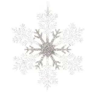 Kersthanger Sneeuwvlok Glitter - Transparant/Zilver - afbeelding 1