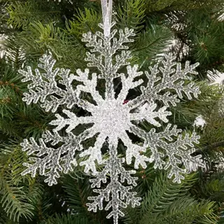 Kersthanger Sneeuwvlok Glitter - Transparant/Zilver - afbeelding 2