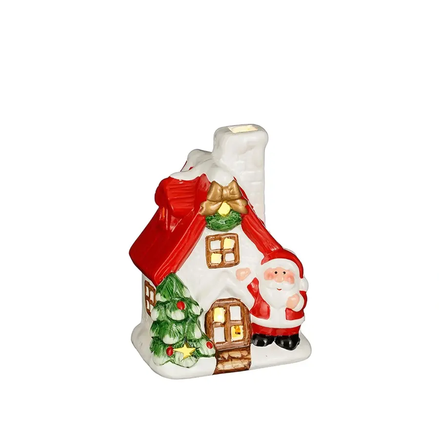 House of Seasons LED Kersthuis Rood - 13 cm