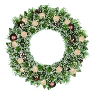 Kerstkrans Kaprun Frosted LED Groen/Koper - Ø90 cm