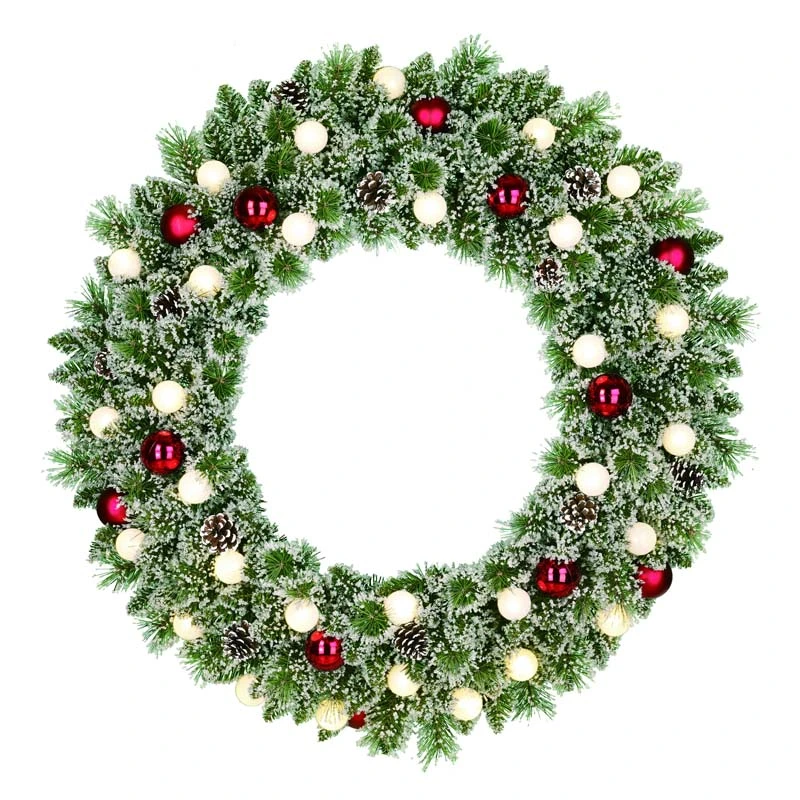 Kerstkrans Kaprun Frosted LED Groen/Rood - Ø90 cm