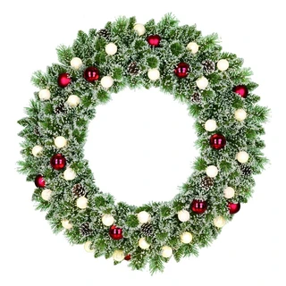 Kerstkrans Kaprun Frosted LED Groen/Rood - Ø90 cm