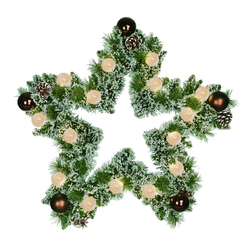 Kerstkrans Ster Kaprun Frosted LED Groen/Koper - Ø60 cm