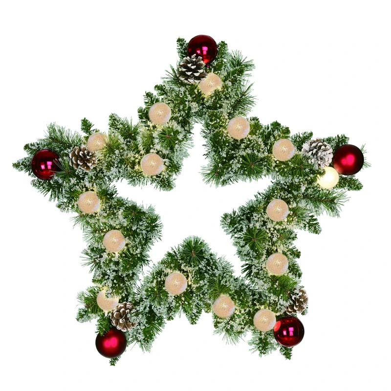 Kerstkrans Ster Kaprun Frosted LED Groen/Rood - Ø60 cm