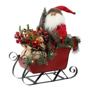 Countryfield Kerstman in Slee LED David - Rood