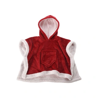 Kerstponcho Kids 100x70 cm - Rood - afbeelding 1