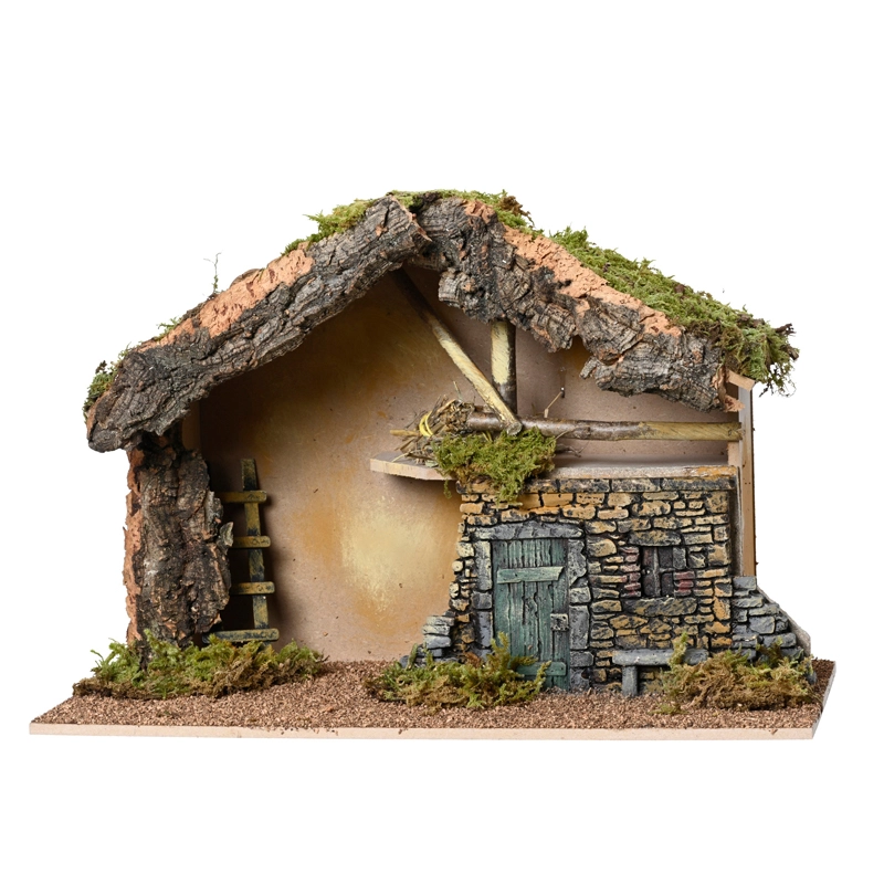 Kerststal met Bankje - 48x22x32 cm