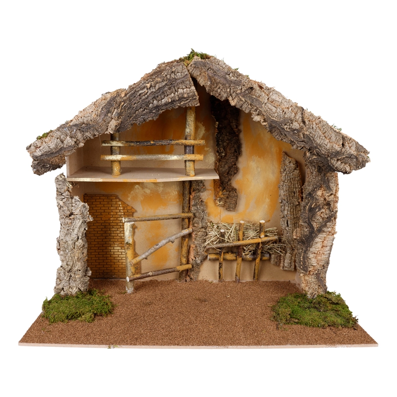 Kerststal met Voerbak - 76x37x61 cm