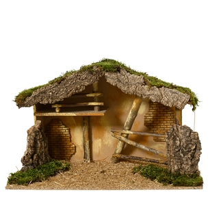 Kerststal met Opslag - 58x28x35 cm