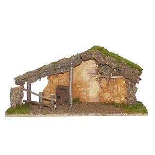Kerststal met verlichting - 56x21x27 cm