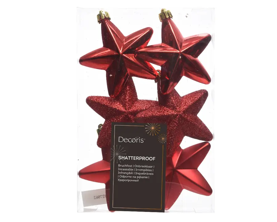 Kerstster Mix 6 st. - Kerstrood - afbeelding 1