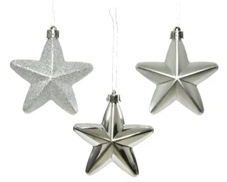 Kerstster Mix 6 st. - Zilver - afbeelding 3