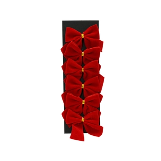 Kerststrik Flocked Rood - 5,5 cm