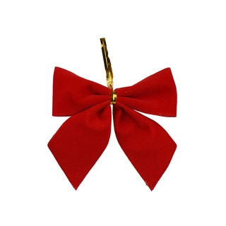 Kerststrik Flocked Rood - 5,5 cm - afbeelding 2