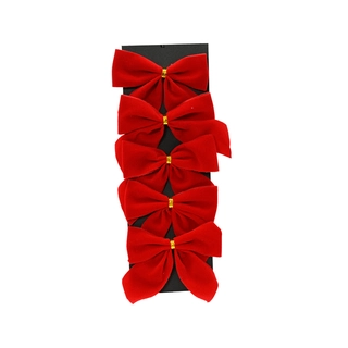 Kerststrik Flocked Rood - 9 cm