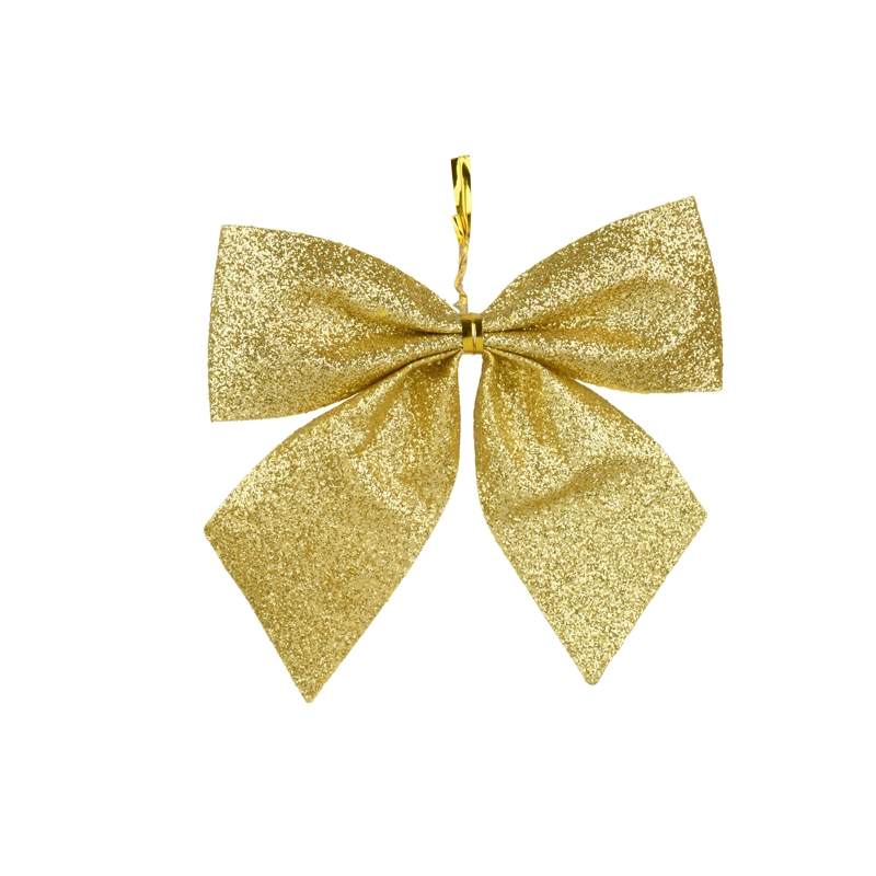 Kerststrik Goud Glitter - 9 cm - afbeelding 2