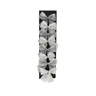 Kerststrik Wit/Zilver Glitter - 6 cm