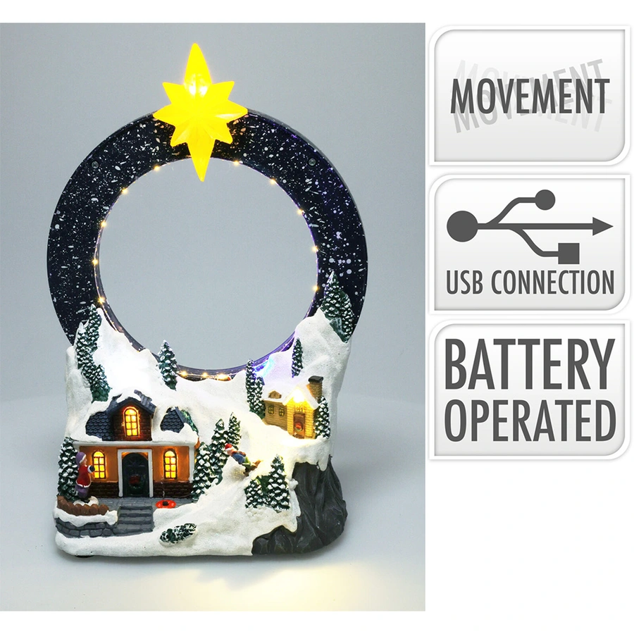 Kerstdorp Tafereel met LED - 28 cm