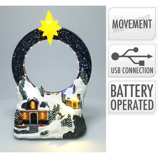 Kerstdorp Tafereel met LED - 28 cm