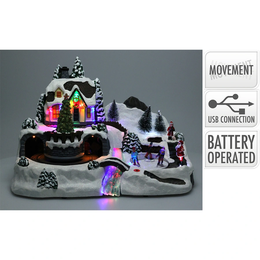 Kerstdorp Tafereel met LED - 37 cm