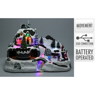 Kerstdorp Tafereel met LED - 37 cm