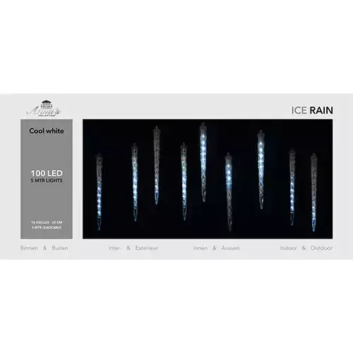 Kerstverlichting ijsregen 100 LED's - Wit