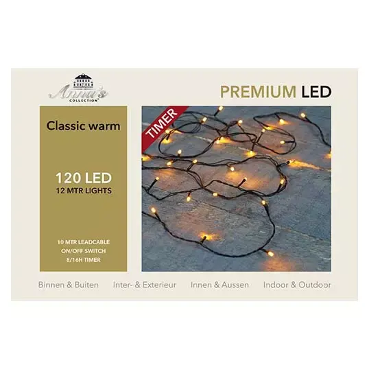 Kerstverlichting met timer 120 LED's - Zwart - afbeelding 1