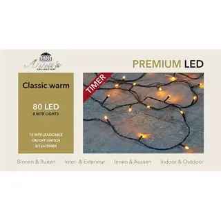 Kerstverlichting met timer 80 LED's - Zwart - afbeelding 1