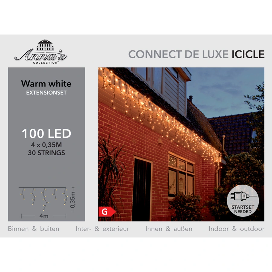Koppelbare IJspegelverlichting 100 LED - Warm wit - afbeelding 1
