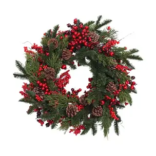 Kunstkerstkrans Bes Den Cedar Rood - 60 cm