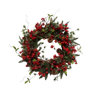 Kunst Kerstkrans Bes/Dennenappels - Ø56 cm