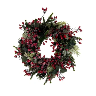 Kunst Kerstkrans Rozenbottel/Dennenappels - Ø45 cm