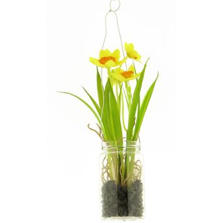 Kunst Daffodil rada in glass pot hanger - 24 cm