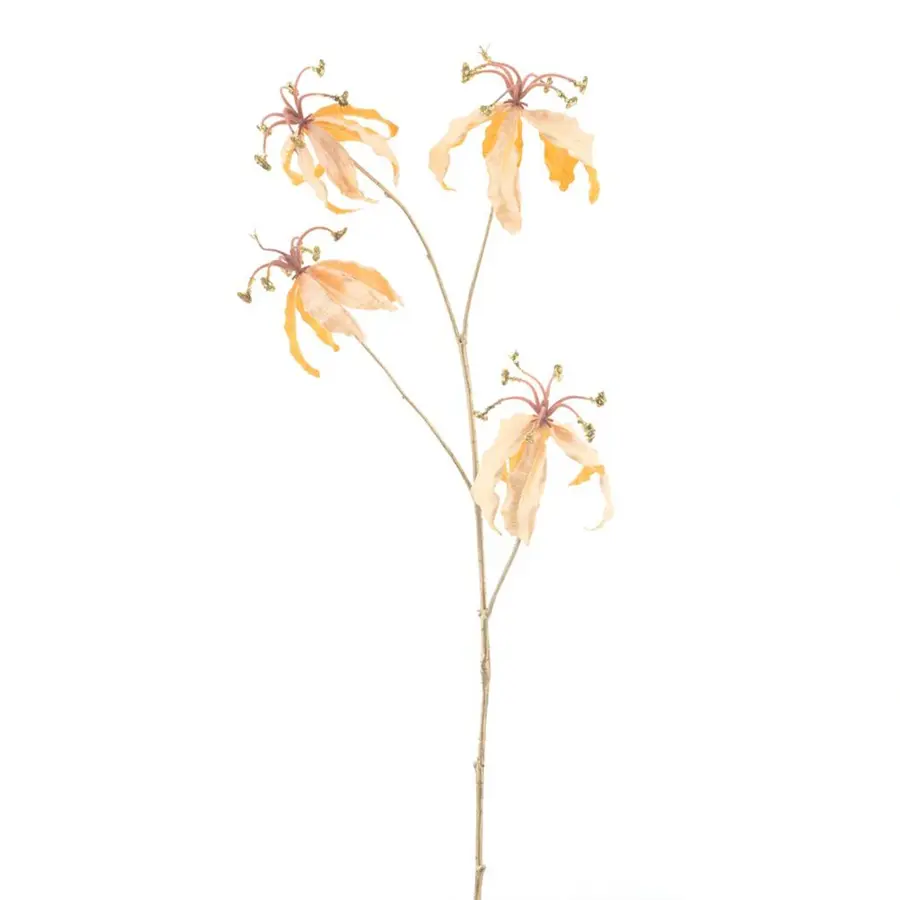 Kunstbloem Gloriosa Lily Spray Ardesio Geel - 85 cm