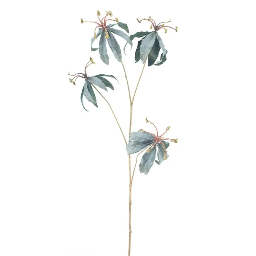 Kunstbloem Gloriosa Lily Spray Ardesio Groen - 85 cm