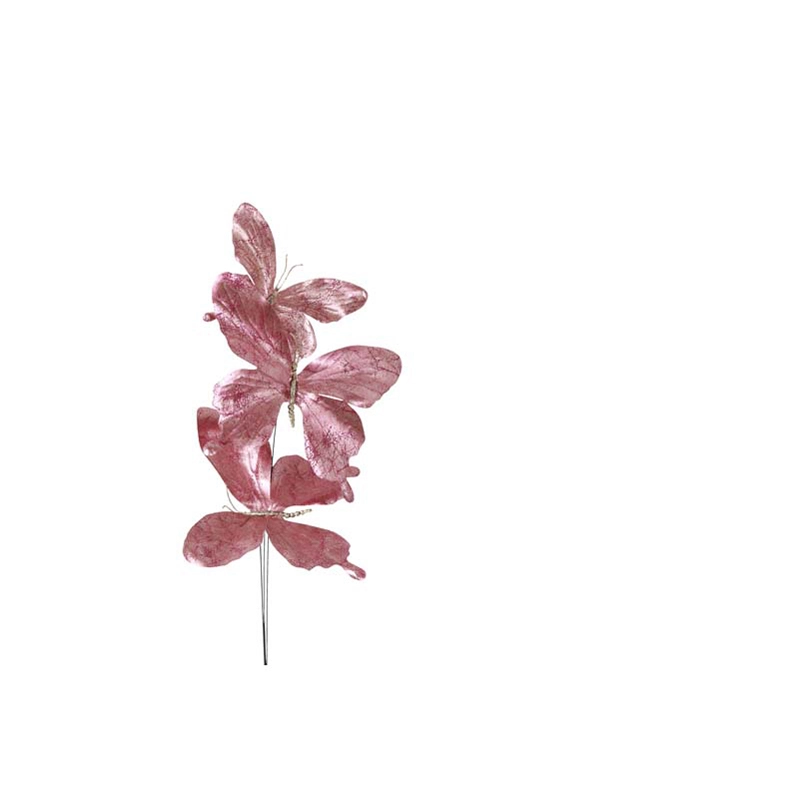 Kerstdecoratie Vlinder 3 st. - Roze