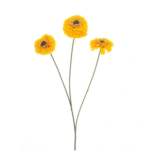 Kunstbloem Zinnia Elegans Spray Geel - 60 cm