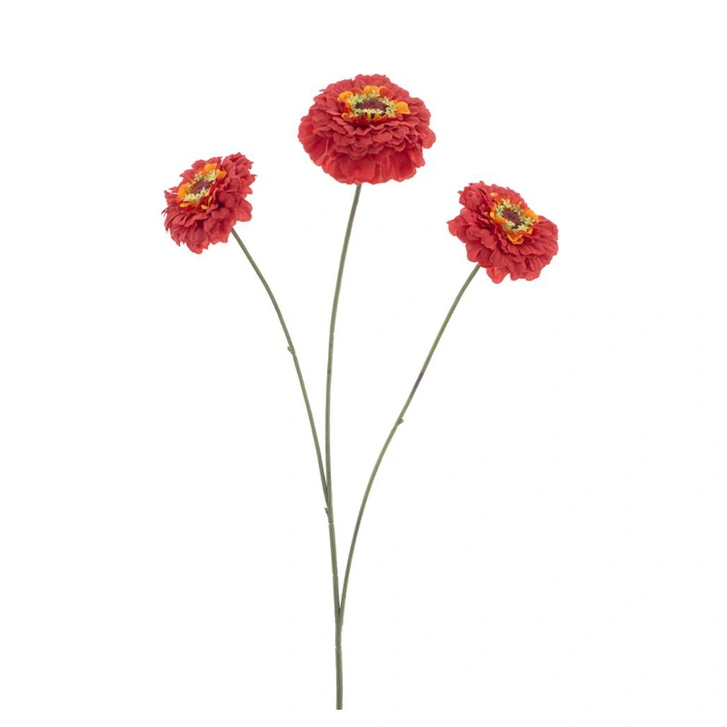 Kunstbloem Zinnia Elegans Spray Rood - 60 cm