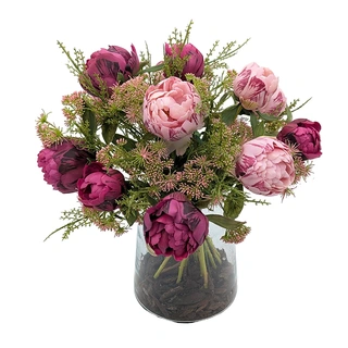 Kunstbloemen Boeket Pioenroos - Felroze | De Boet