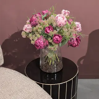 Kunstbloemen Boeket Pioenroos - Felroze - afbeelding 2