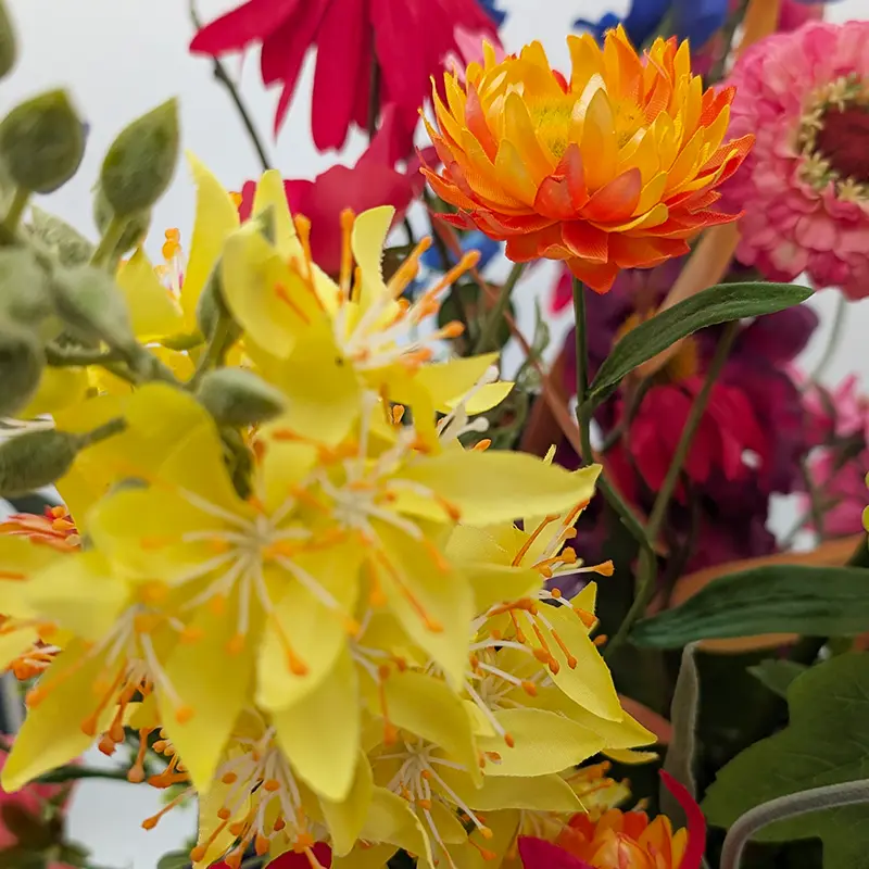 Kunstbloemen Veldboeket Groot + Vaas - Multicolor - afbeelding 4