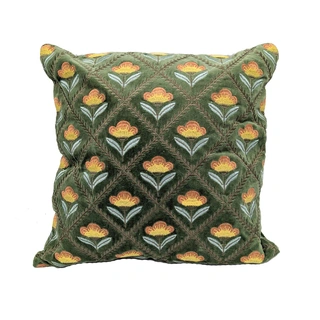 Sierkussen Bloemen Groen Velvet - 45x45 cm - afbeelding 1