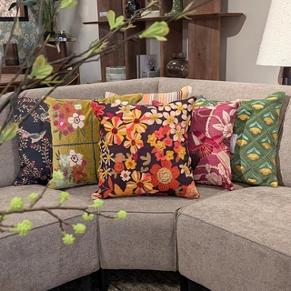 Sierkussen Bloemen Groen Velvet - 45x45 cm - afbeelding 2