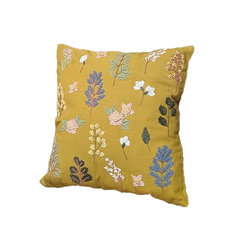 Sierkussen Bloemen Okergeel - 45x45 cm