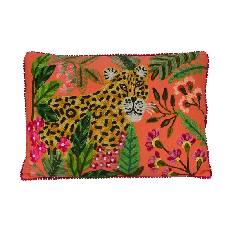 Sierkussen Luipaard in jungle Terra -50x35 cm - afbeelding 1