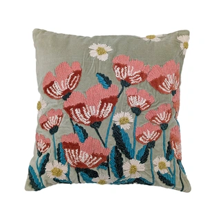 Sierkussen Oranje Bloemen Velvet - 45x45 cm