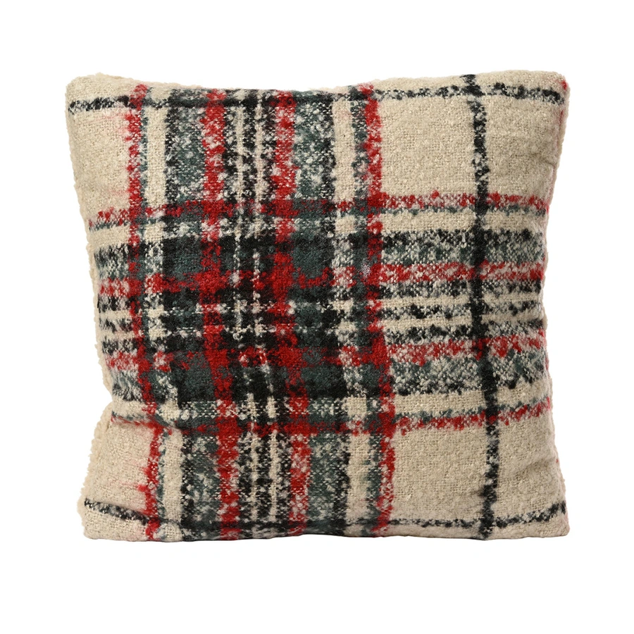 Kerstkussen Ruitjes Wit/Groen/Rood - 45x45 cm