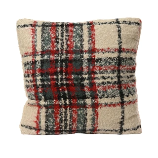 Kerstkussen Ruitjes Wit/Groen/Rood - 45x45 cm