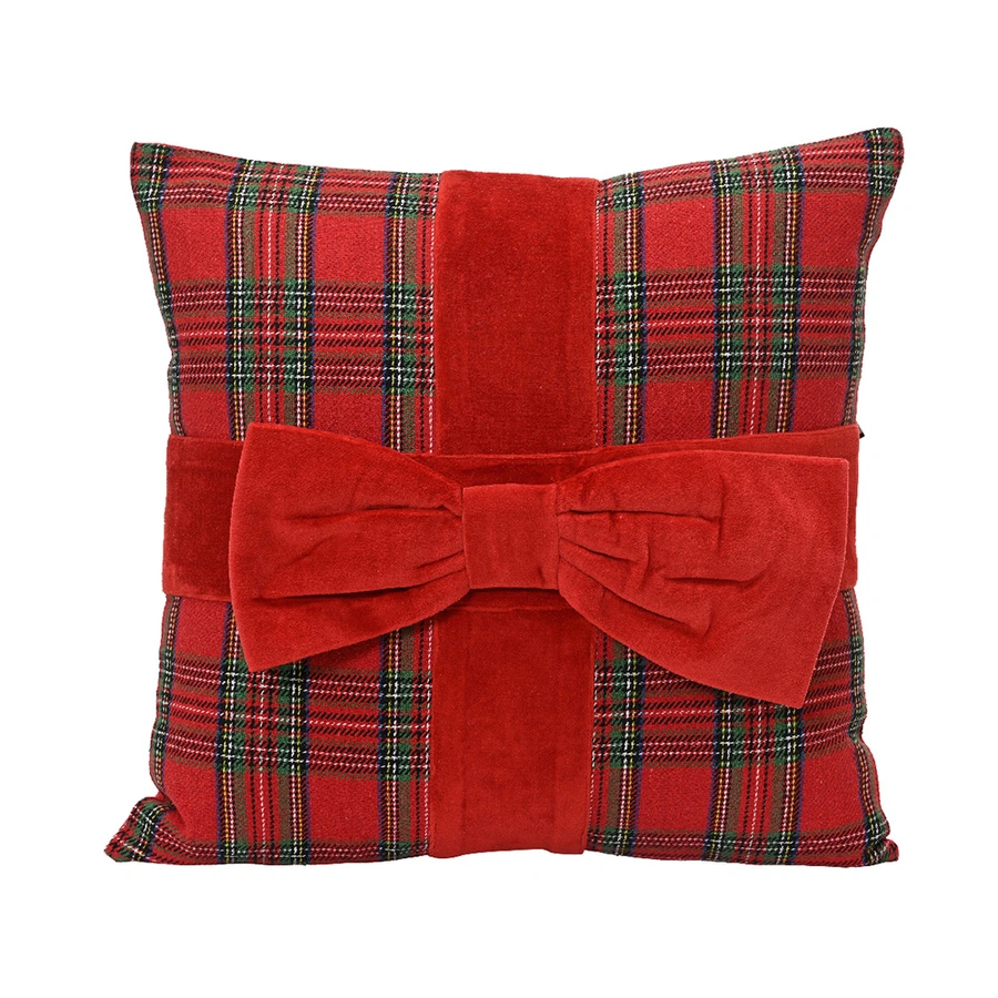 Kerstkussen met Strik Rood - 45x45 cm
