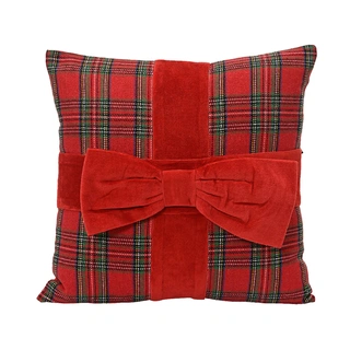 Kerstkussen met Strik Rood - 45x45 cm